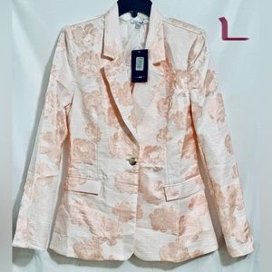 Womens L pink and white flower blazer
